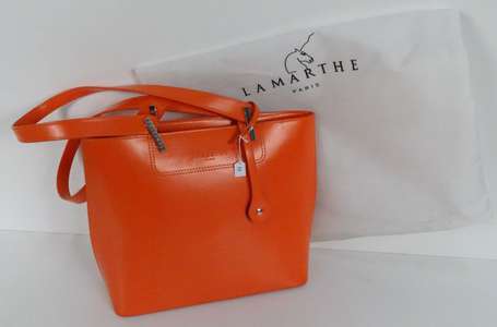 LAMARTHE - Sac porté épaule en cuir lisse orange 