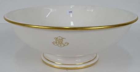 SEVRES - Saladier en porcelaine blanche à liseré 