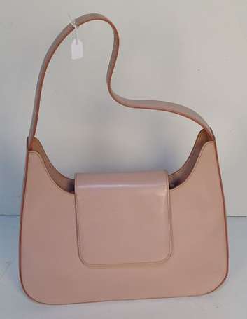 LANCEL - Sac porté épaule en cuir lisse rose 