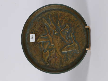 DANEMARK - Coupelle en bronze représentant un vol 