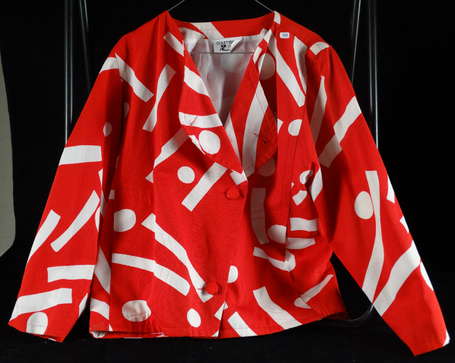 Veste Courrèges rouge et blanc à motifs 