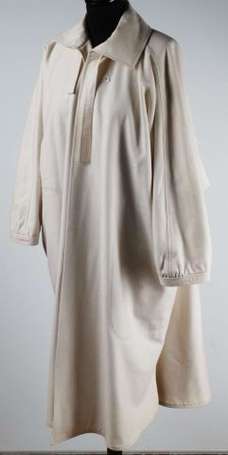 COURREGES - Manteau en drap de laine blanc cassé 