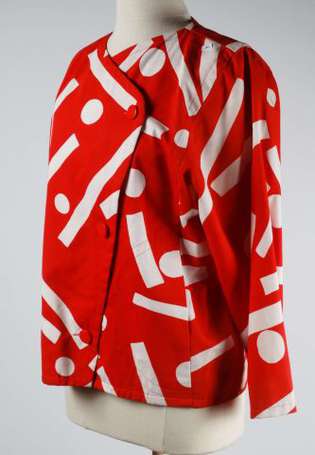 COURREGES - Veste en coton imprimé rouge et blanc 