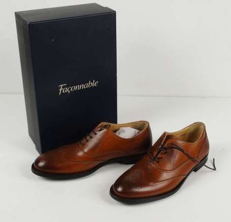 FAÇONNABLE - Chaussures Derbies en cuir marron 