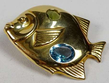 Broche en or jaune 18K (750°/00) figurant un 