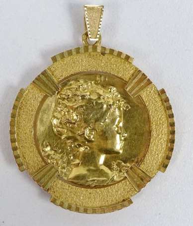 Pendentif médaillon en or jaune 18K (750°/00) 