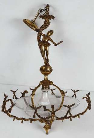 Lustre en bronze doré à 5 Bras tenus par des 