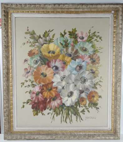 Ducrocq XXè S. Composition florale Huile sur toile