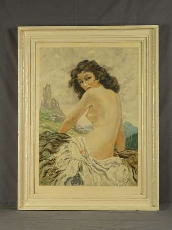 THIEY Yves (XIXe XXe) - Bergère nue. Lithographie,