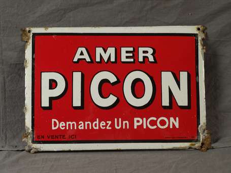 AMER PICON : Plaque émaillée bombée. Émaillerie 