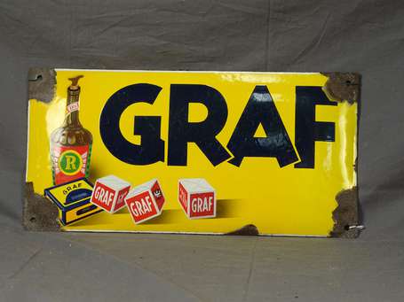 GRAF : Bandeau émaillé bombé. 50 x 25cm.