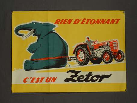 ZETOR Tracteur : Affiche lithographiée illustrée 