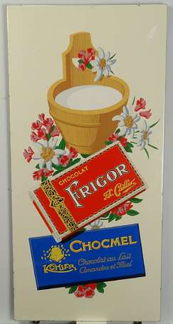 CHOCOLAT FRIGOR / CHOCMEL : Plaque émaillée plate 