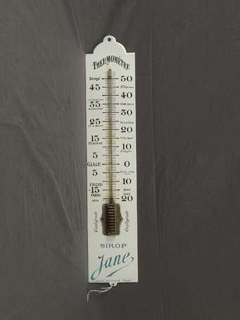 SIROP JANE : Thermomètre émaillé bombé, très bel 