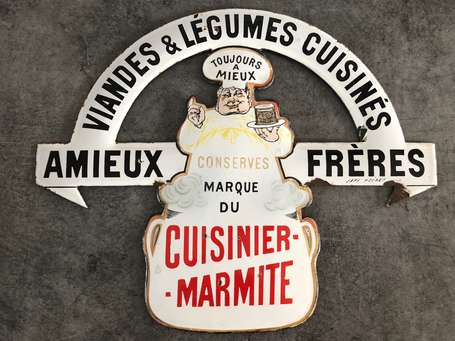 AMIEUX FRERES : Rarissime plaque émaillée bombée 