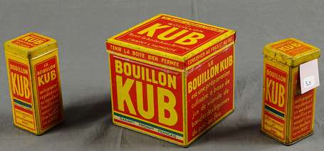 BOUILLON KUB : 3 Boîtes en tôle.
