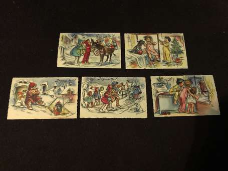 Germaine BOURET - 5 cartes mignonnettes « Joyeux 