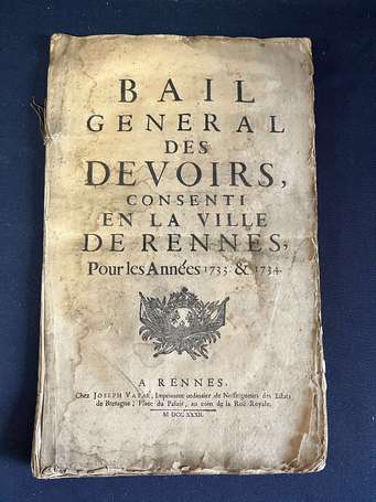 35 - Ile et Vilaine - Bail Général des Devoirs 