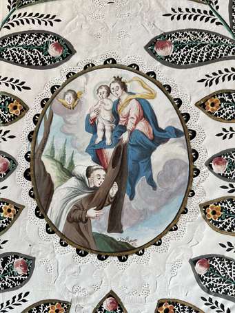 Religion - grand Canivet image pieuse XIXème peint