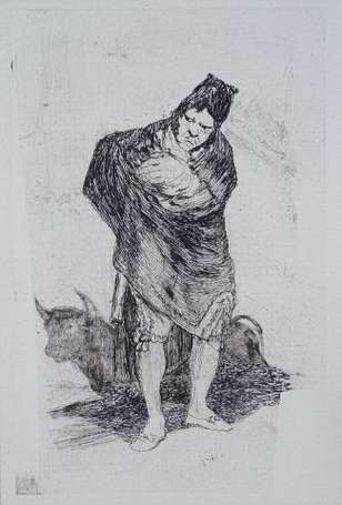 GOYA Francisco de (1746-1828). Homme au manteau. 