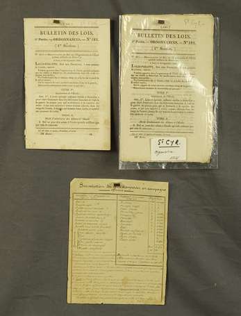 Militaria - 2 Bulletins de Lois - Ordonnance 1832 