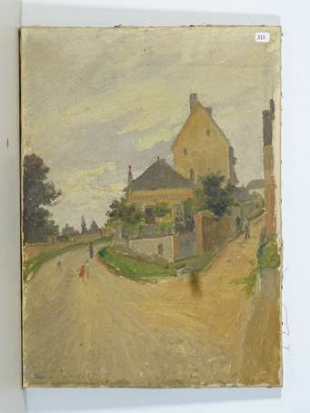 GALAND Léon (1872-1960)- Rue animée. Huile sur 