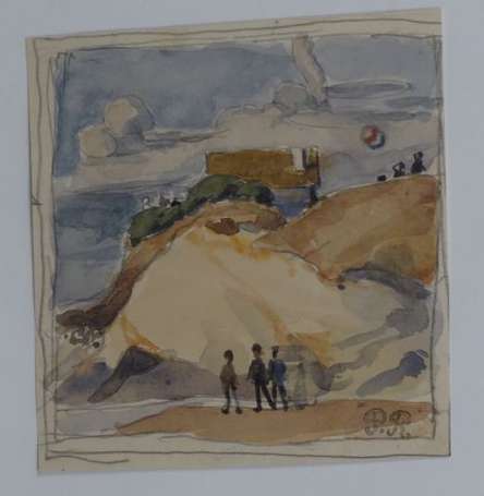 Roy Pierre 1881-1950 Etude paysage animé Crayon et
