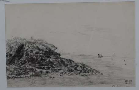 Roy Pierre 1881-1950 Etude bord de mer Crayon 
