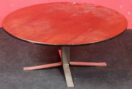 Table basse circulaire en placage d'acajou, 