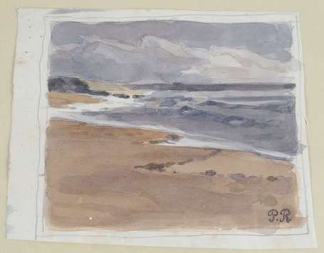 Roy Pierre 1880-1950 Bord de mer Aquarelle cachet 