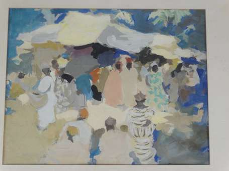 Christol Horace 1878-1959 Marché africain Gouache 