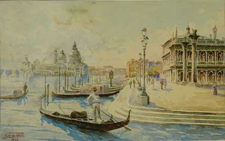 DE LA PUENTA H. XXe - Venise. Aquarelle, signée et