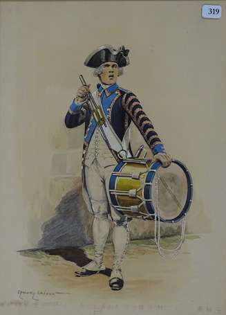 LAJOUX Edmond XIX-XXe - Officier au tambour. 
