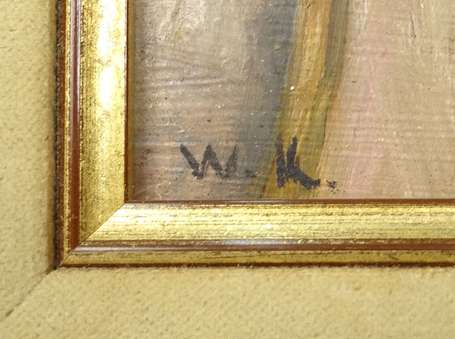 W.K XXe - Portrait de gitane. Huile sur panneau, 