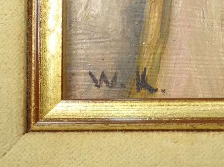 W.K XXe - Portrait de gitane. Huile sur panneau, 
