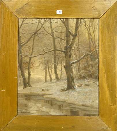 SCHMIDT Carl (1875-1959) - Paysage de neige. Huile