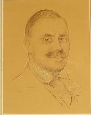 MULLER André XXe - Portrait d'homme. Trois 