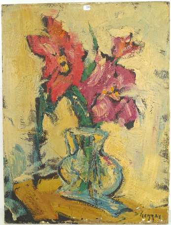 GENNAY XXe - Bouquet de fleurs. Acrylique sur 