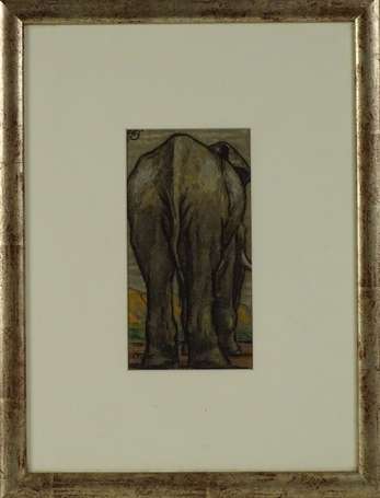 TILLAC Pablo (1880-1969) - Elephant. Pastel, 