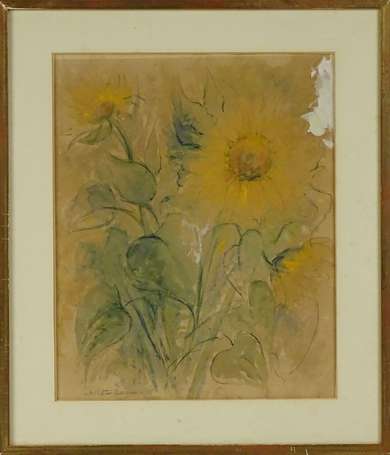 MILASSON Anne (1934) - Tournesols. Gouache, signée