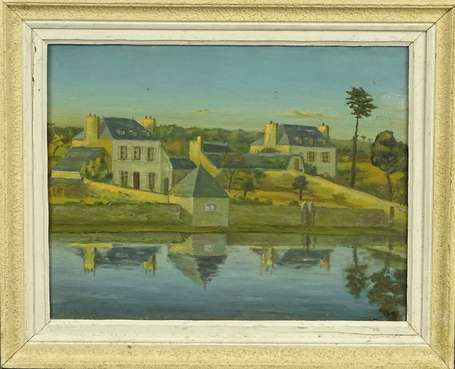 LB XXe - Paysage de bord de Loire. Huile sur 