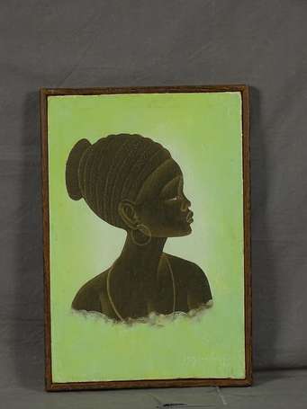 NGOMBE Xxé Portrait d'Africaine. Huile sur toile 