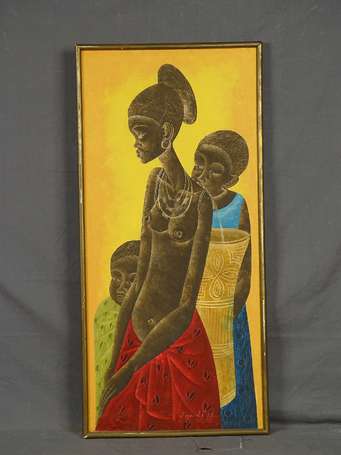 NGOMBE Xxé Famille africaine. Huile sur toile 