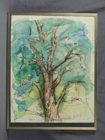 DUFOUR Jean Jules (1889-1973) L'arbre. Aquarelle 