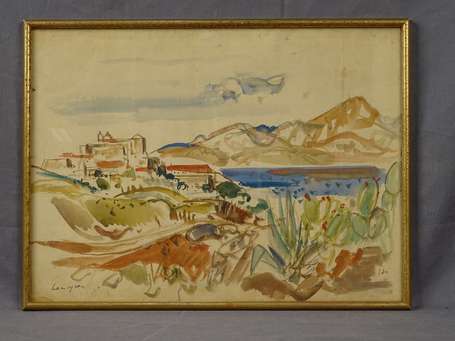 CRAMOYSAN Marcel  (1915-2007) Calvi. Aquarelle 