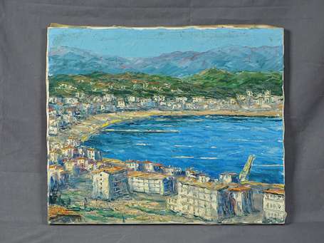 Ecole Xxé Baie d'Ajaccio. Huile sur toile signée 