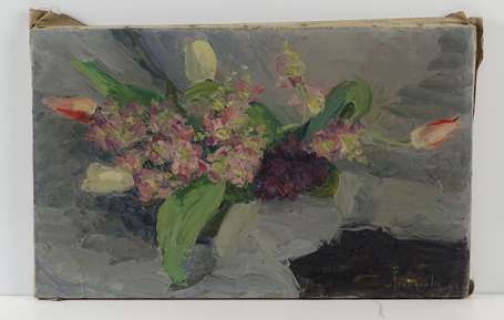 Franque XXè, Composition florale, huile sur toile,