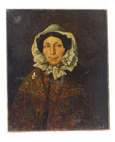 ECOLE XIXème Portrait de femme. Huile sur toile. 
