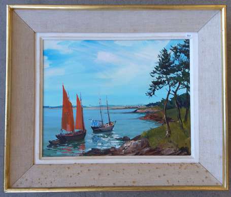 BORE Xxème. Golfe du Morbihan. Huile sur toile 