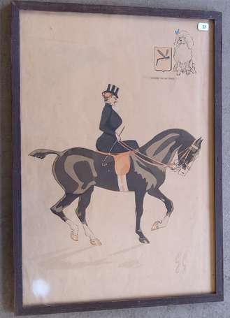 ECOLE XXème Cavalière. Lithographie signée des 